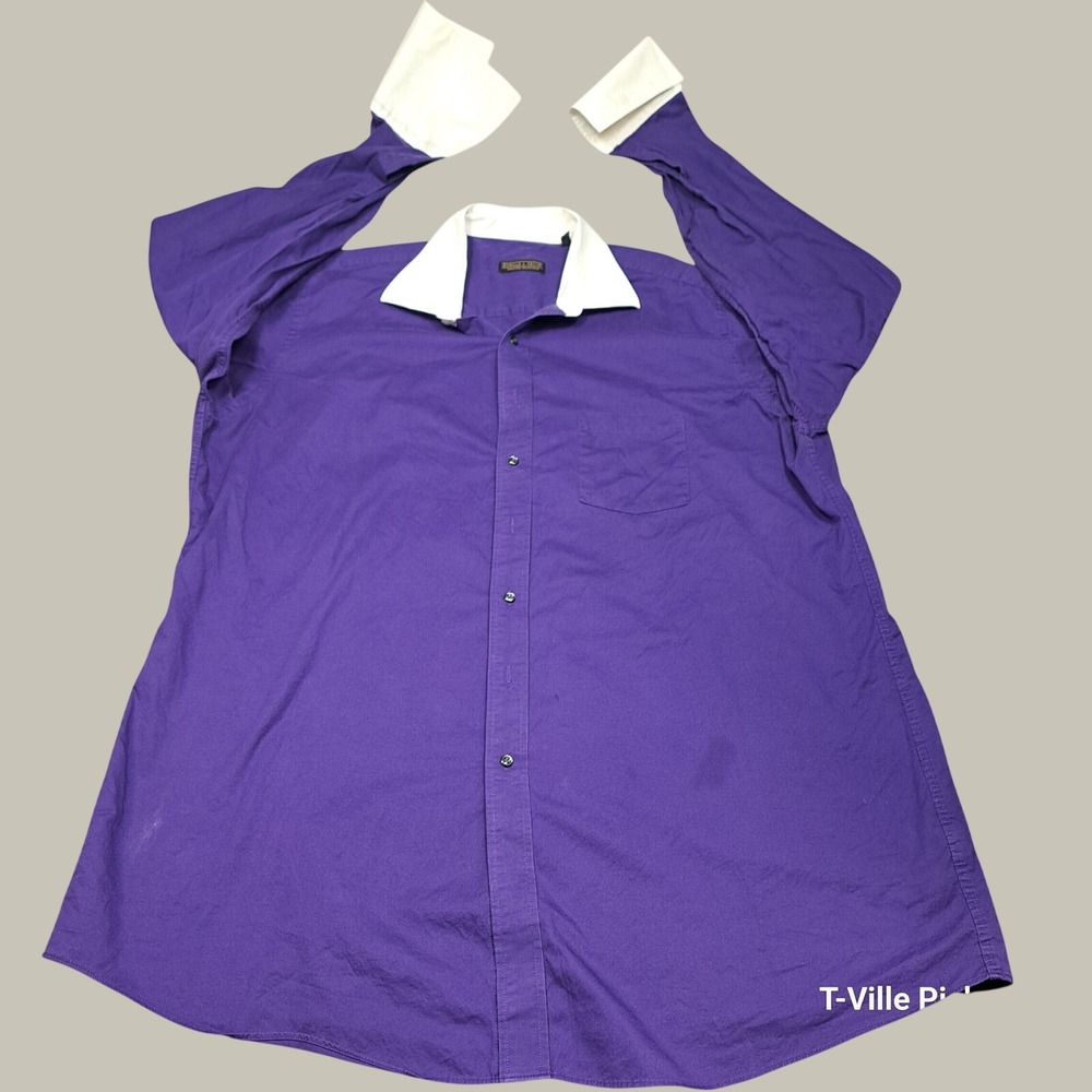 Donald J Trump Signature Collection Purple White Collar Dress Shirt 19 38/39